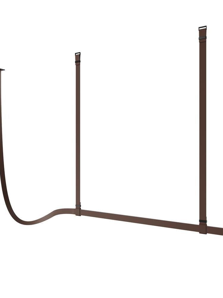 Brown finish option on white, showing two vertical straps, a straight horizontal bar and a curved return at the left