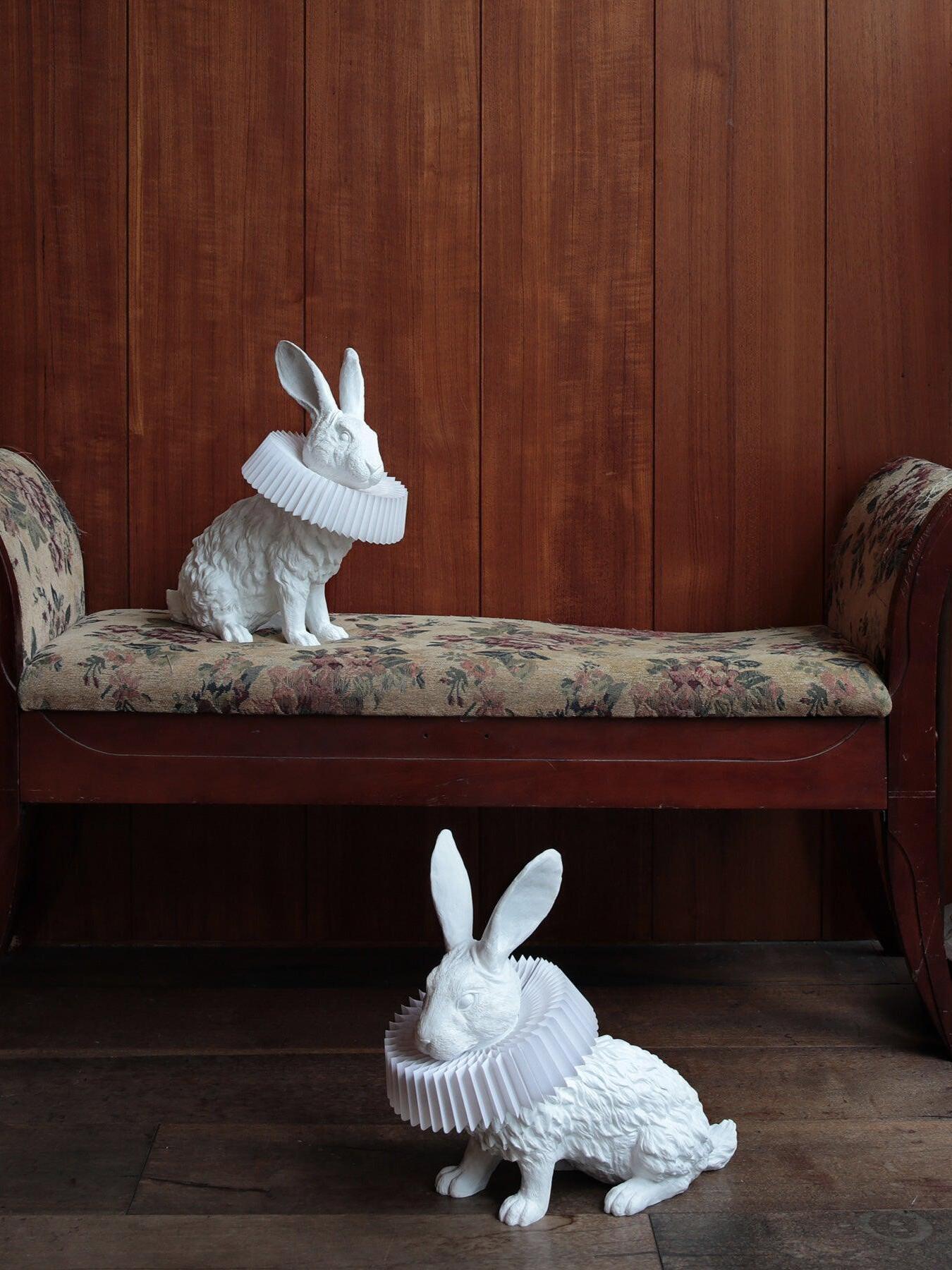 White Resin Rabbit Decorative Table Lamp - Cueteks