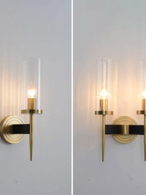 One-arm and two-arm sconces compared side by side