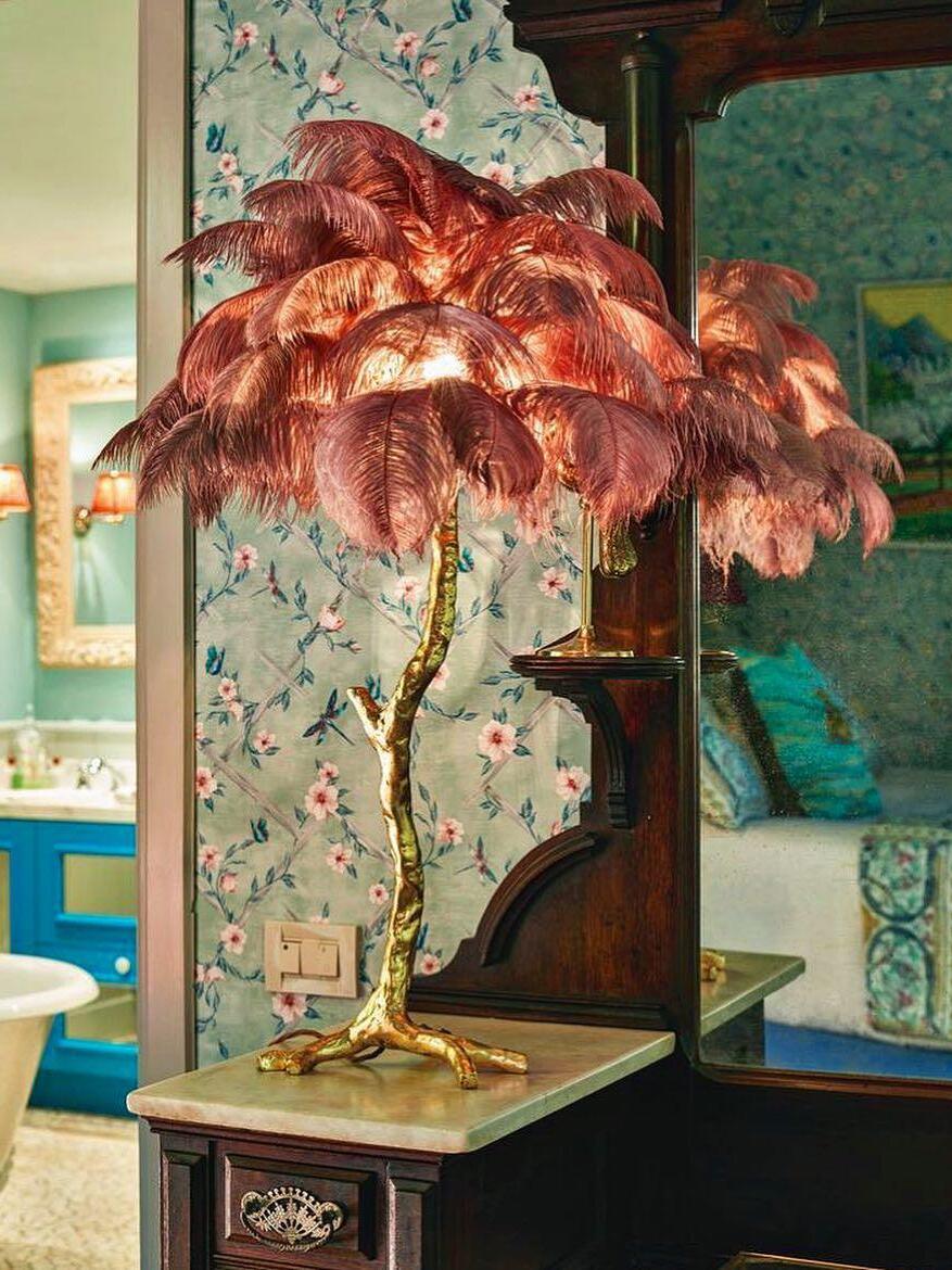 Ostrich Feather Table Lamp - Cueteks