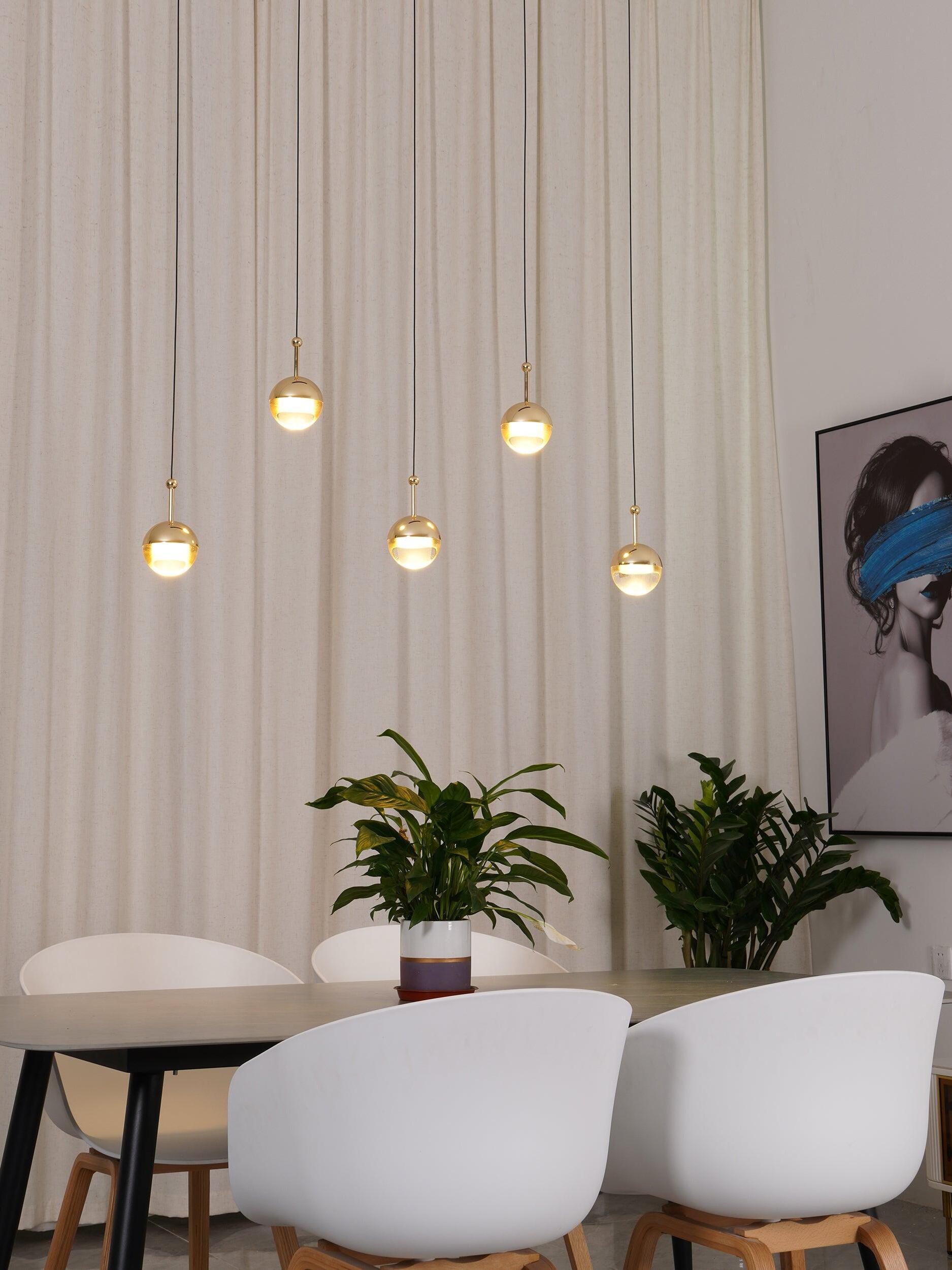 Modern Dora LED pendant lamp in Champagne Gold for Kitchen - Cueteks