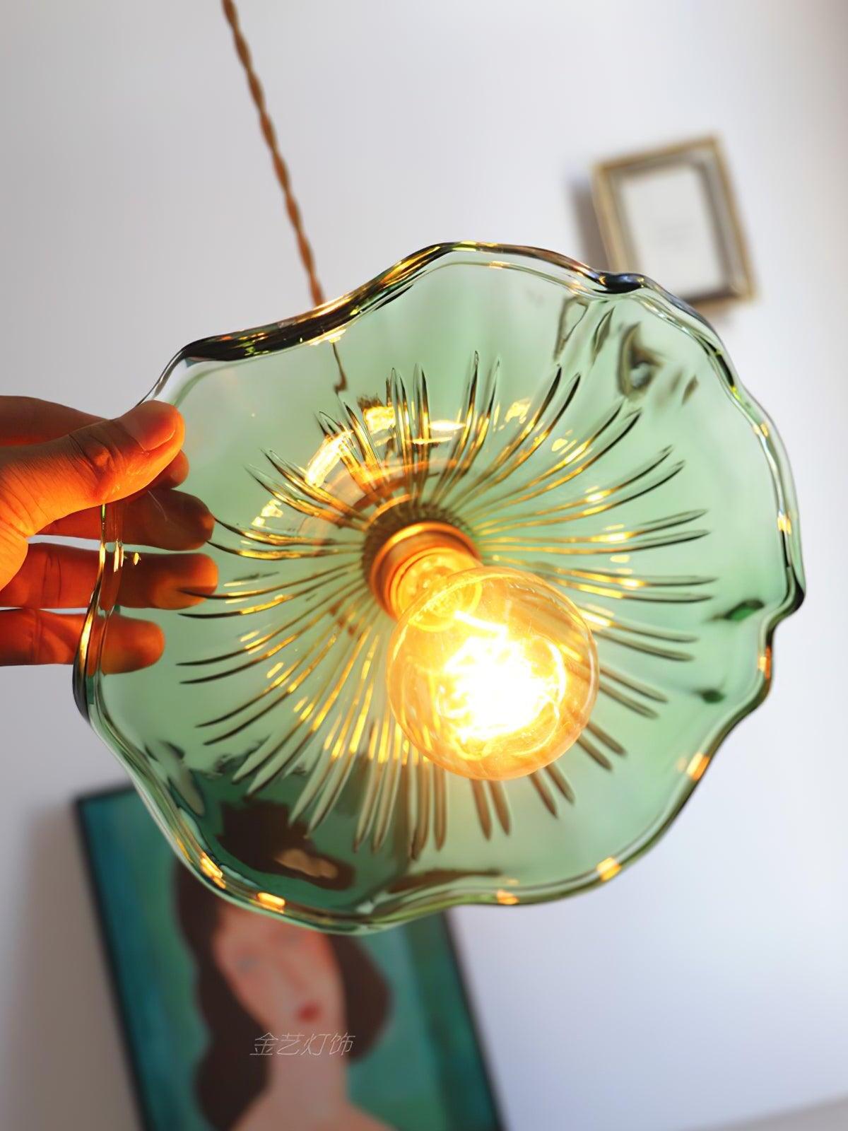 Glass Hibiscus Flower Pendant Light - Cueteks