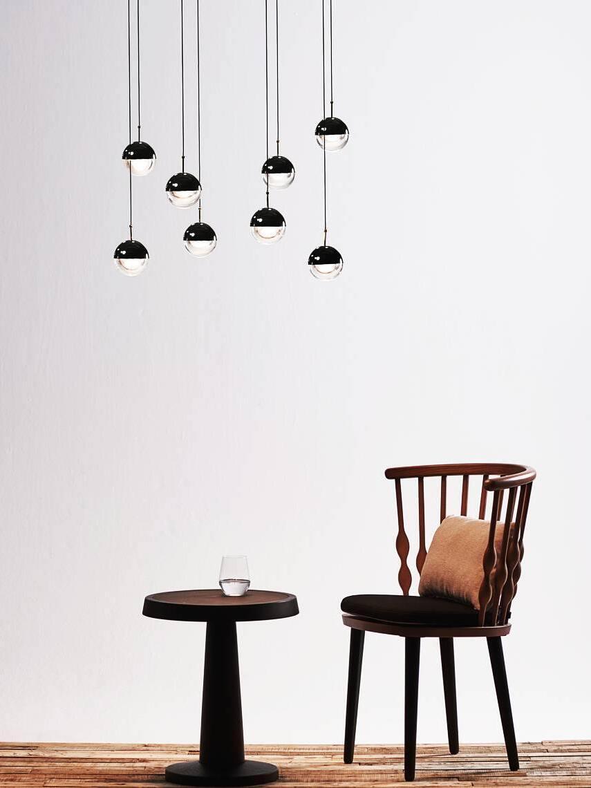 Modern Dora LED pendant lamp in Champagne Gold for Kitchen - Cueteks
