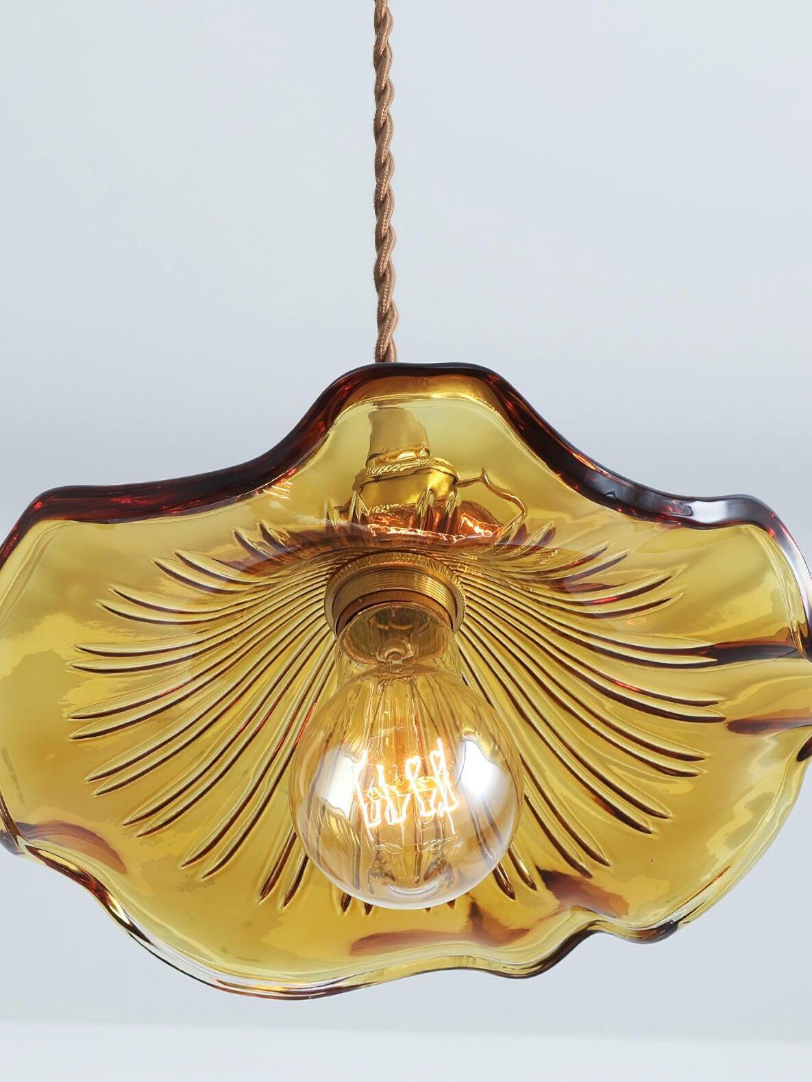 Glass Hibiscus Flower Pendant Light - Cueteks