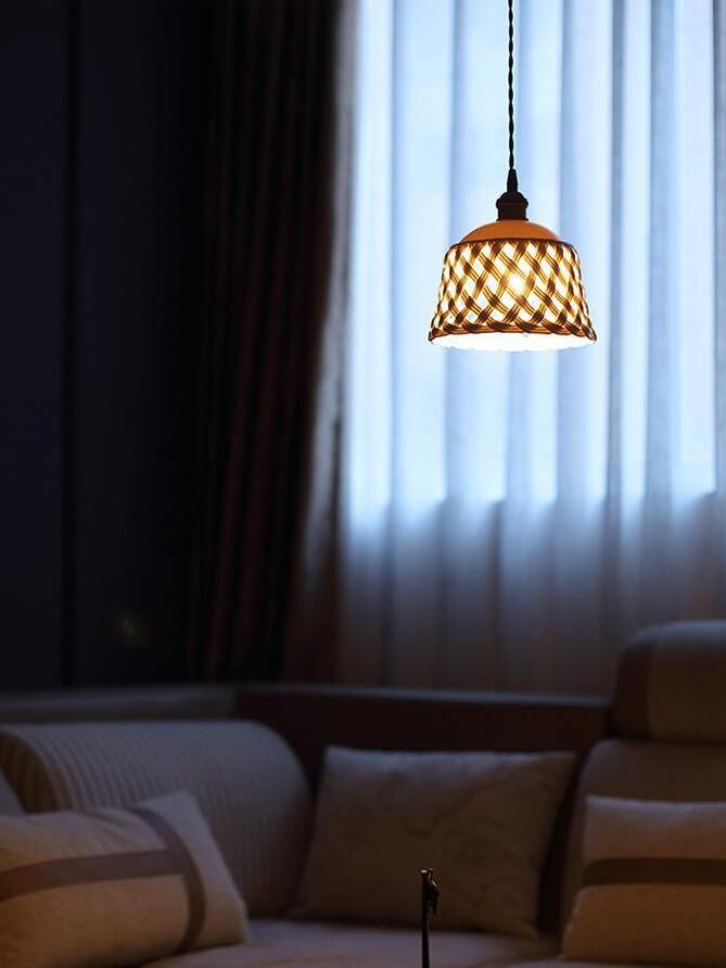 Stylish Ceramic Openwork Woven Pendant Lamp - Cueteks