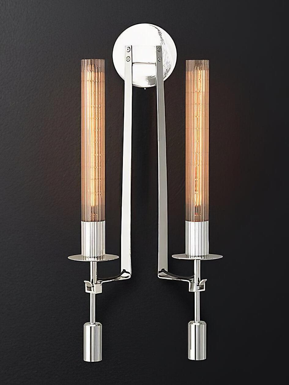 Retro Brass Fontanelle Glass Wall Lamp For Bedroom - Cueteks