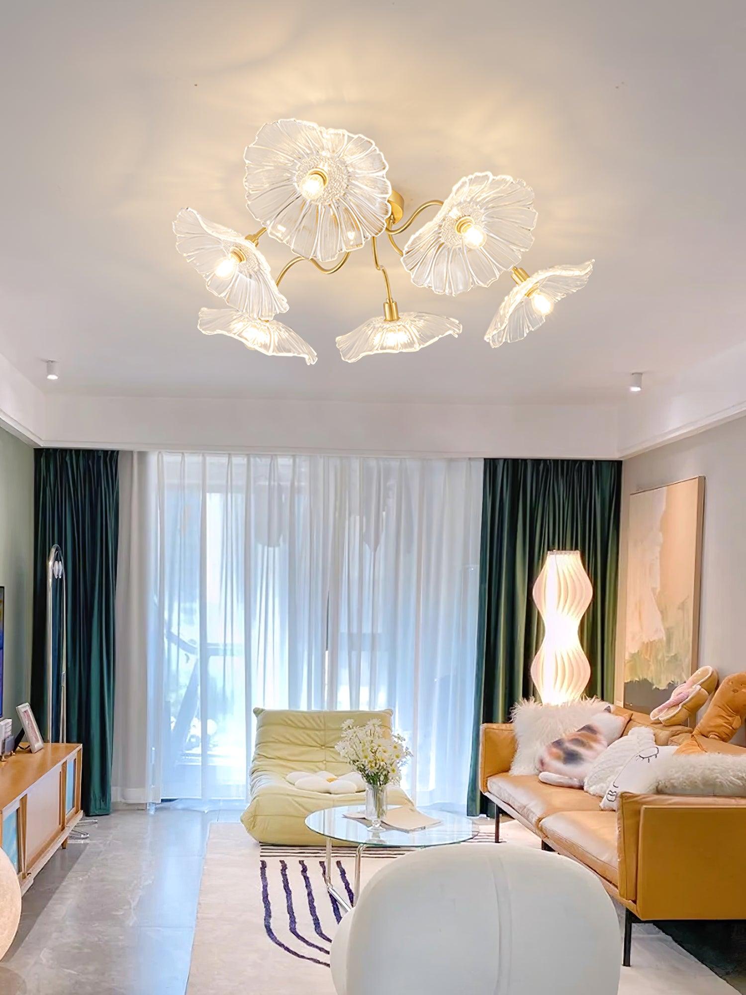 Lotus Leaf Glass Ceiling Lamp - Cueteks