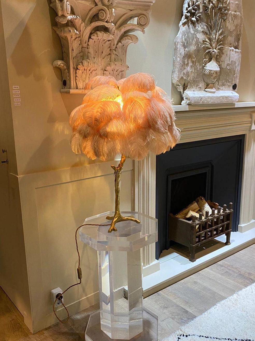 Ostrich Feather Table Lamp - Cueteks