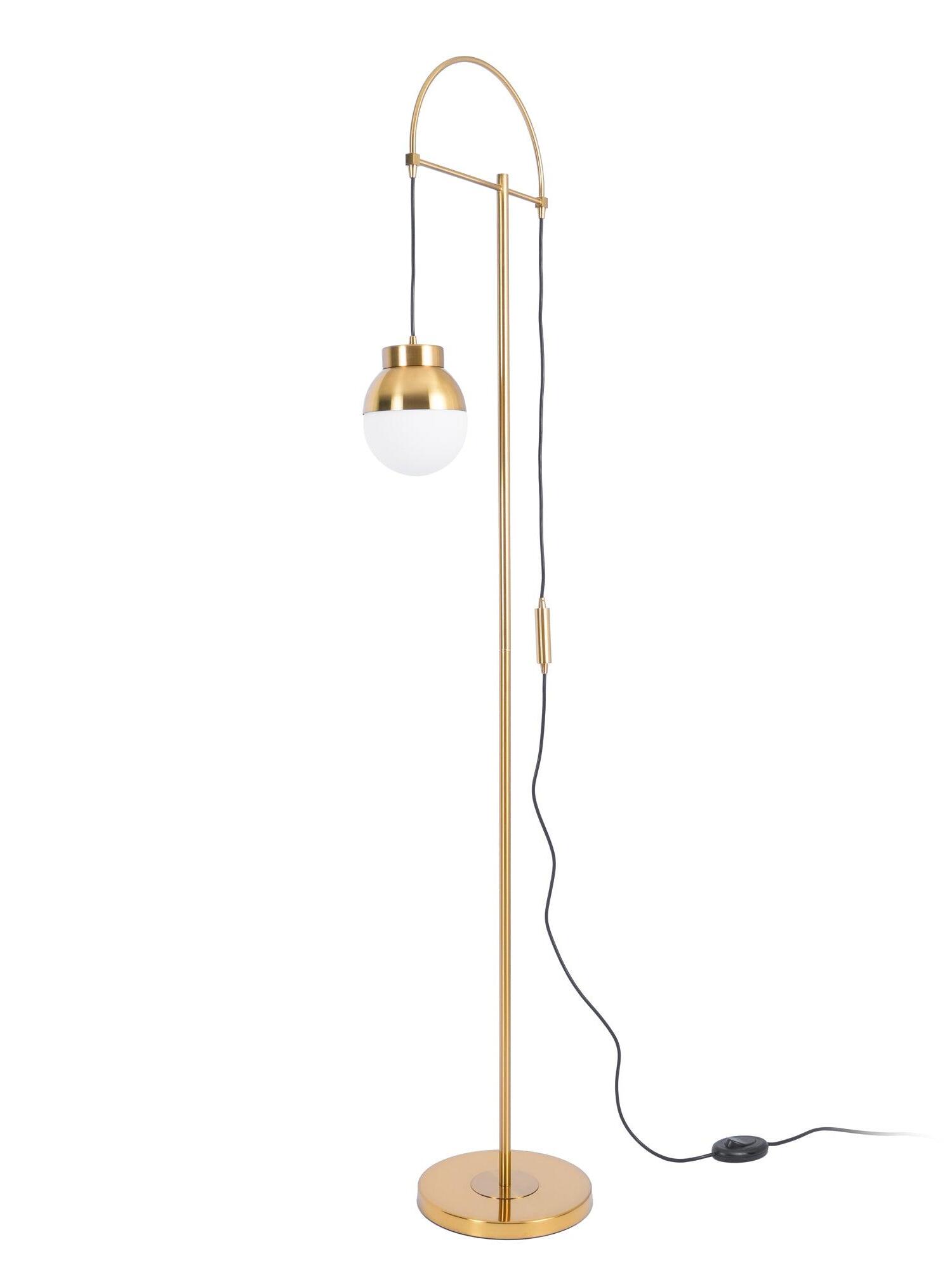 Waterloo Gold finish option with white glass globe and round base
