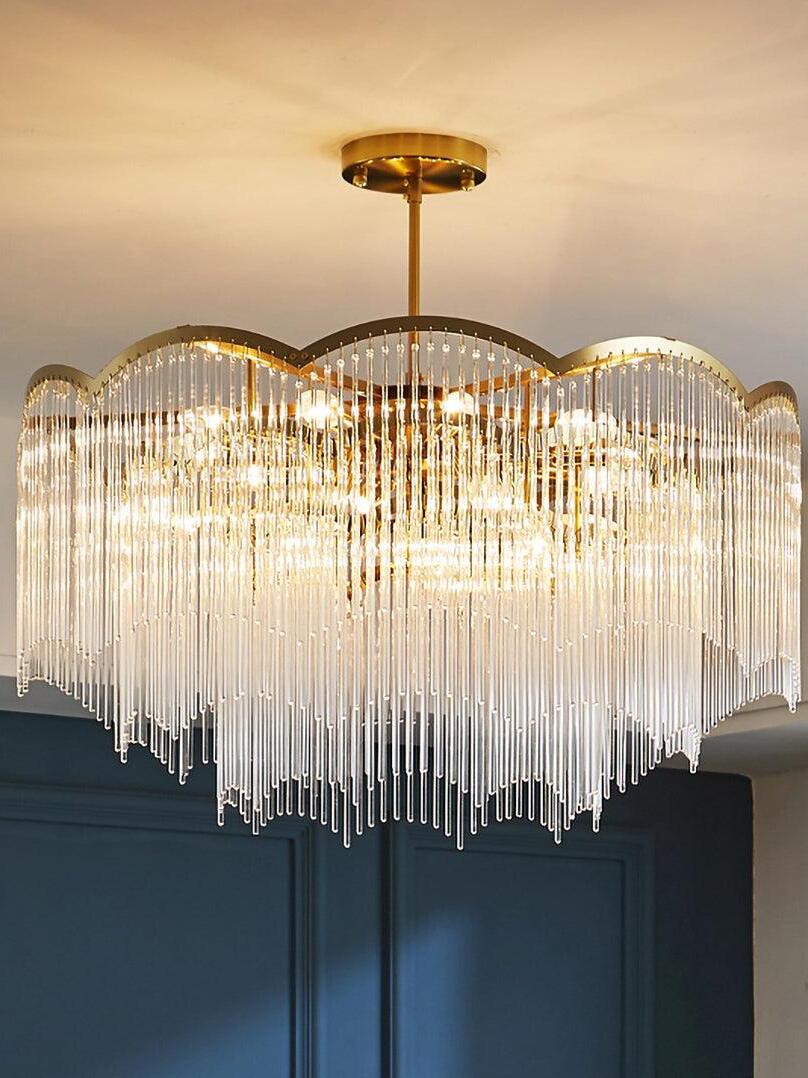 Classic Maria Theresa Multi-layer Glass Strips Chandelier - Cueteks