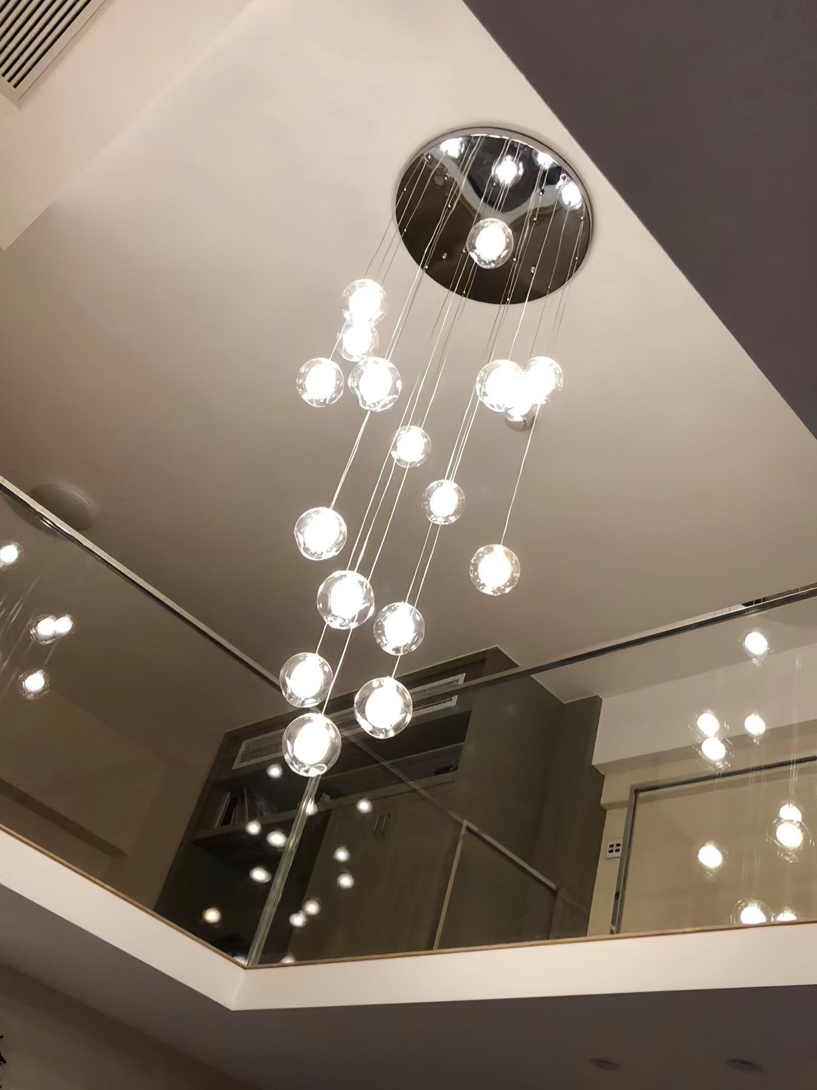 Globe cluster beside mezzanine railing