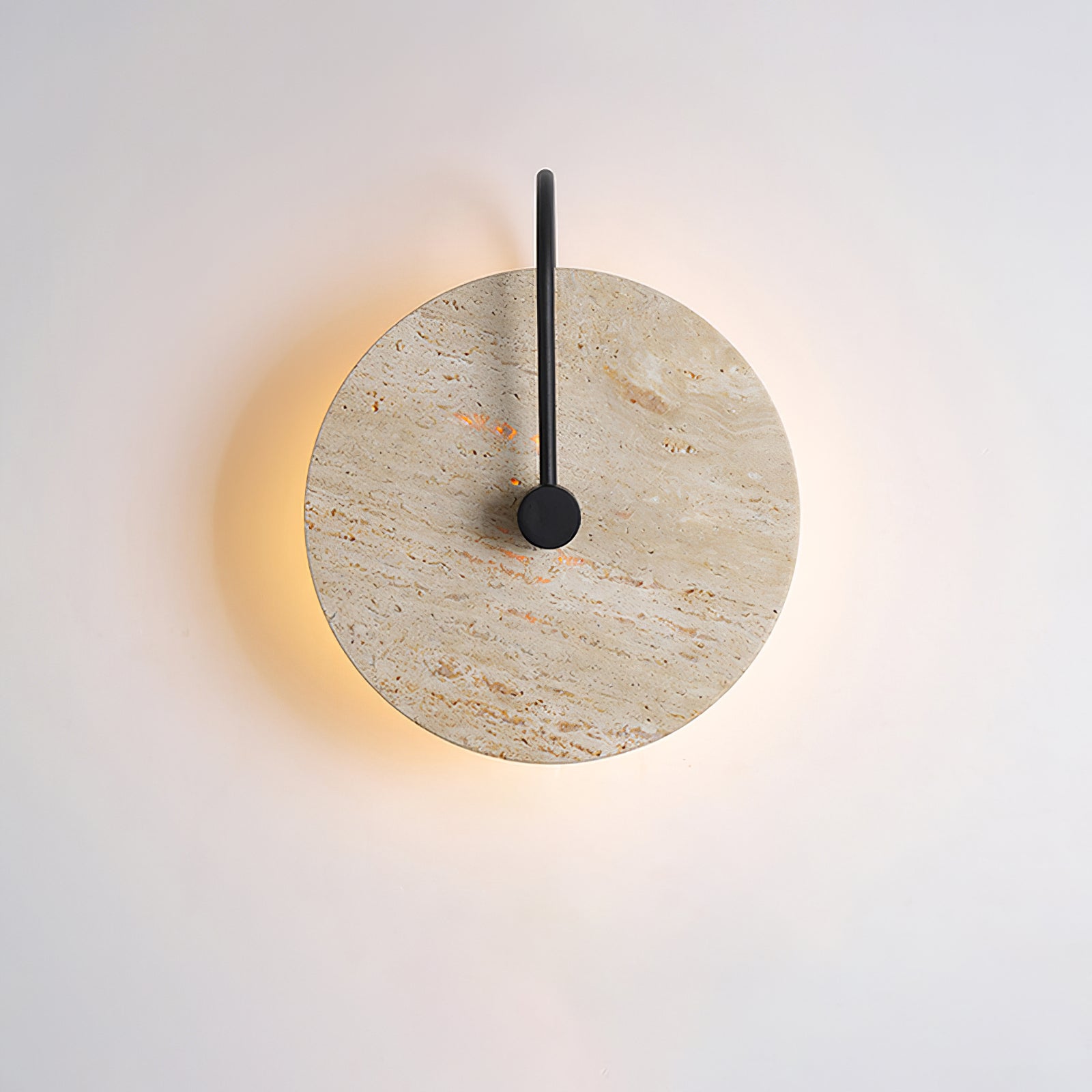 Aplique circular minimalista de travertino