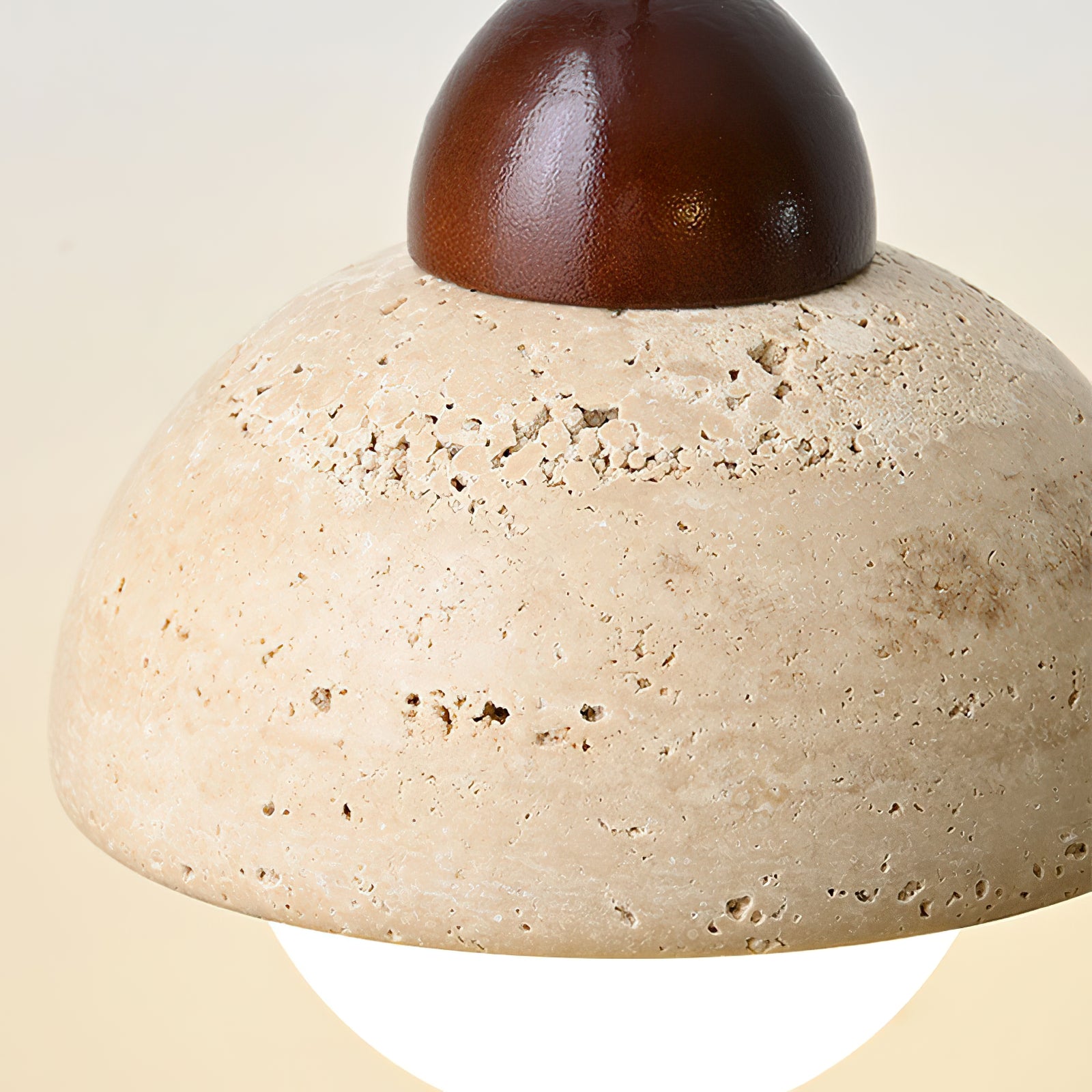 Close-up of stone dome and white spherical lower diffuser