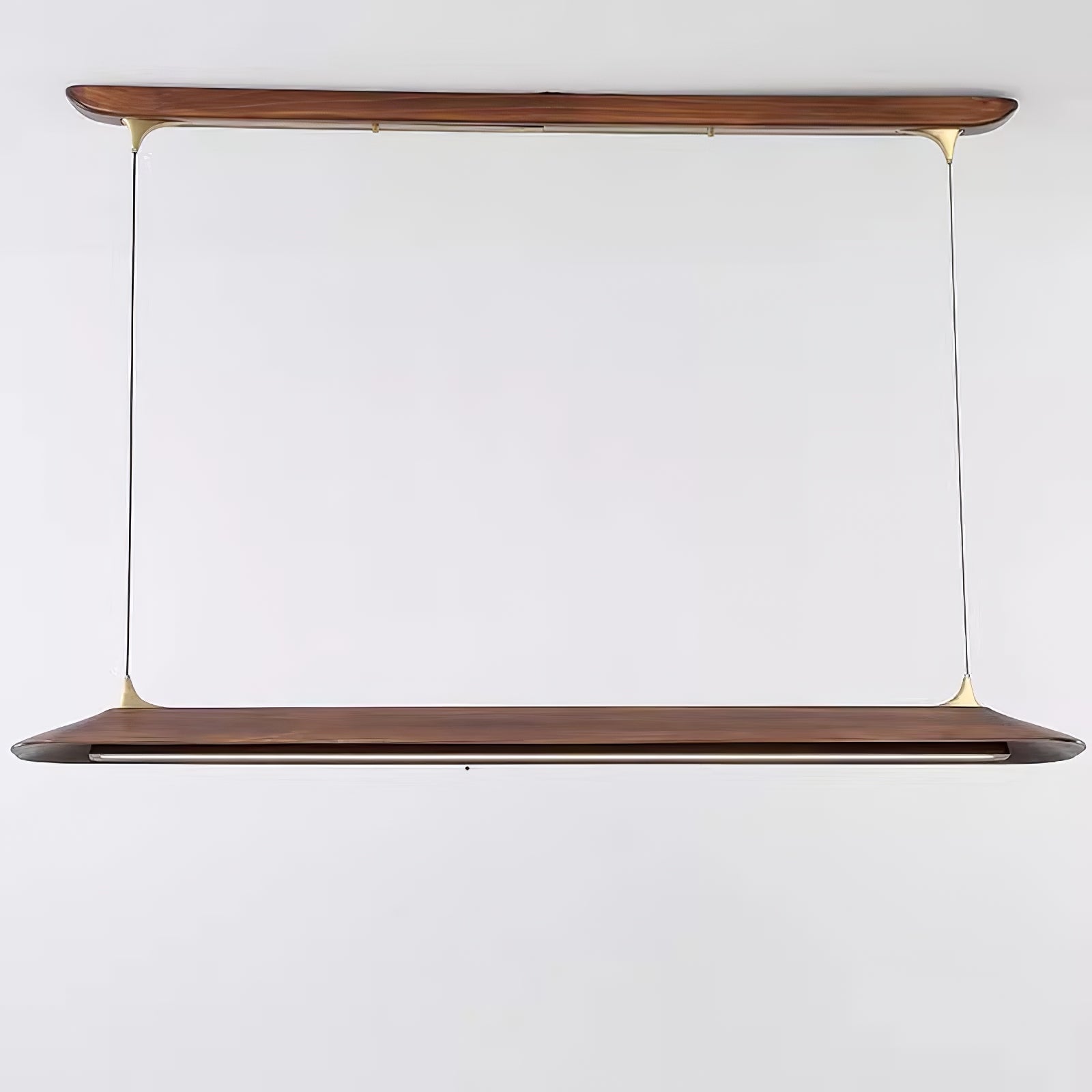 Linear pendant with two cables and matching long ceiling canopy
