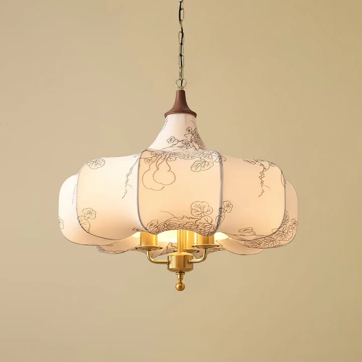 Floral-patterned Aurora Bloom pendant with visible chain suspension