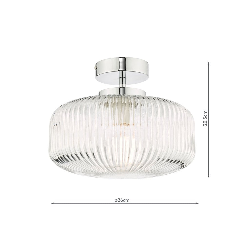 Plafón de baño Riva IP44 de vidrio transparente acanalado