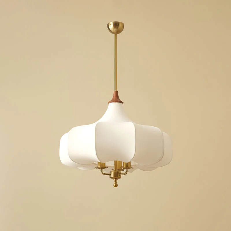 Front view of the plain white rounded pendant and straight suspension