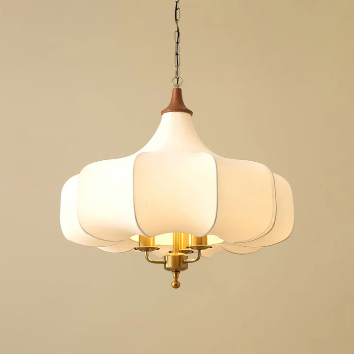 Plain layered fabric shade against a warm beige background