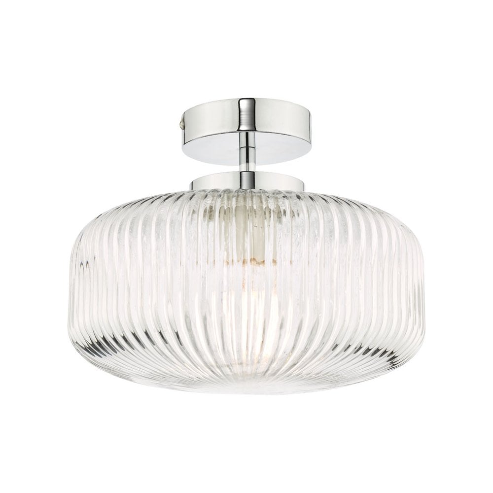 Plafón de baño Riva IP44 de vidrio transparente acanalado