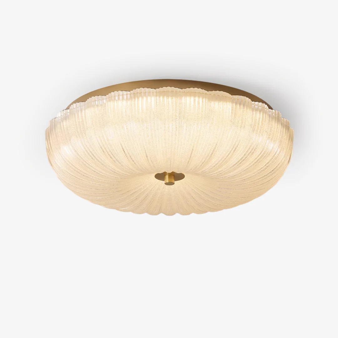Ripple ribbed glass bowl with warm-looking illumination