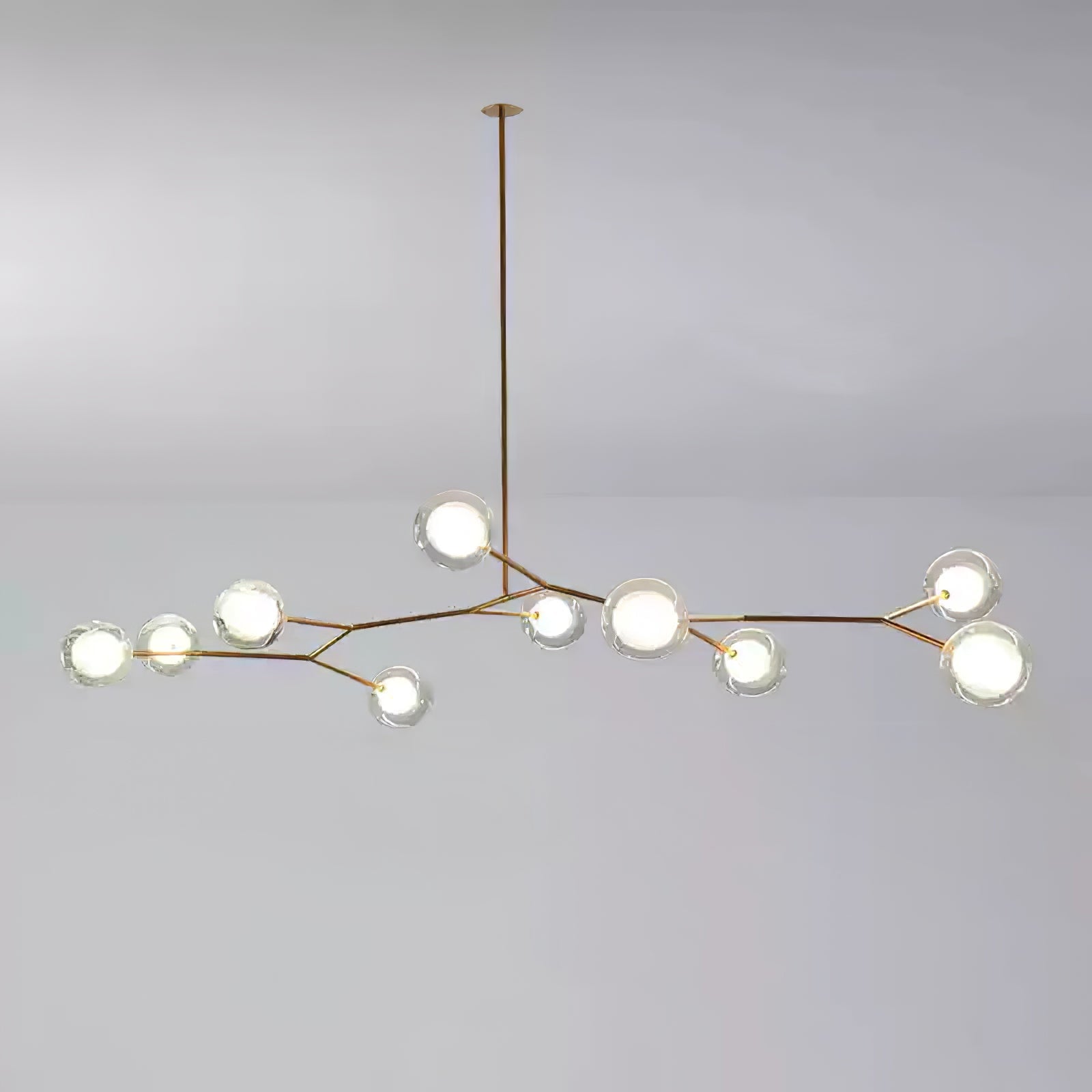 Ten-head Molecular glass-globe chandelier with one ceiling support