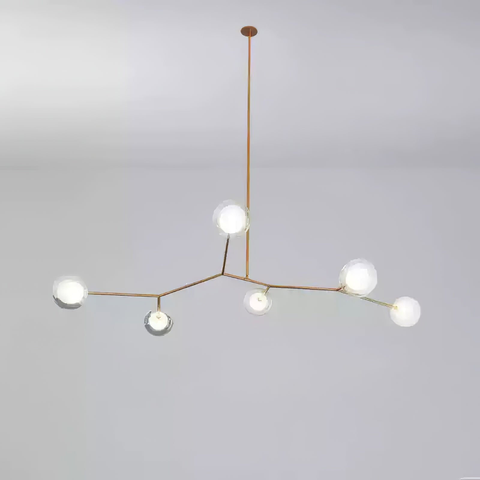 Six-head Molecular chandelier with one ceiling rod
